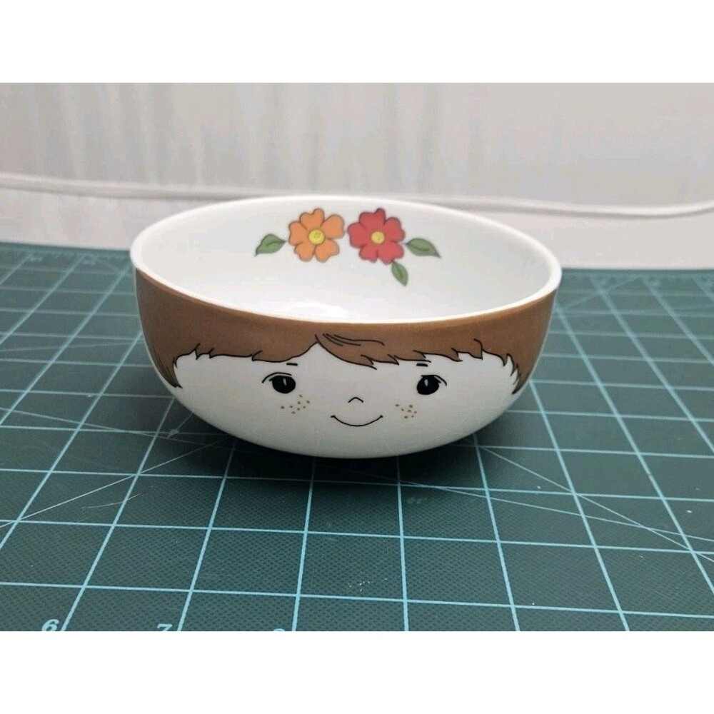 Vintage 1970’s Fred Roberts Farm Face Flower Design Bowl - Interpur Child